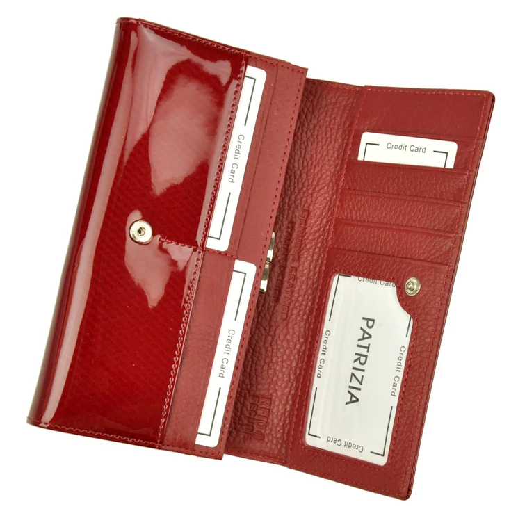  Valódi bőr Pénztárca piros színben RFID védelemmel