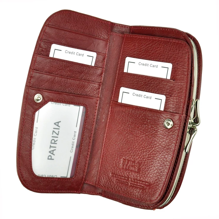  Valódi bőr Pénztárca piros színben RFID védelemmel