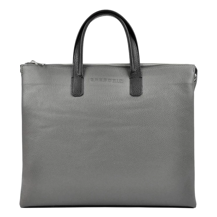 Gregorio Valódi bőr Laptoptartós üzleti táska szürke színben