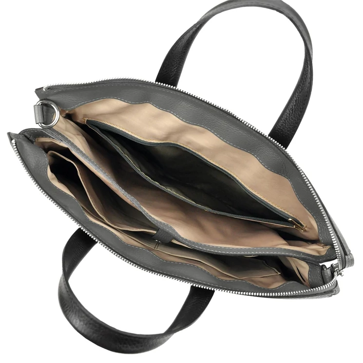 Gregorio Valódi bőr Laptoptartós üzleti táska szürke színben