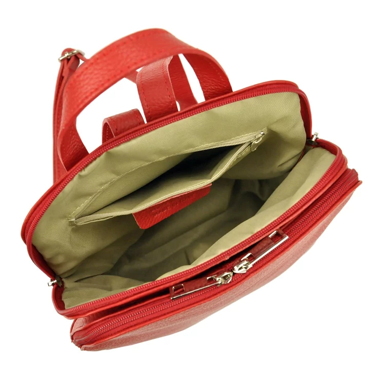 Patrizia Piu 2 részes Valódi bőr tűzpiros Hátizsák