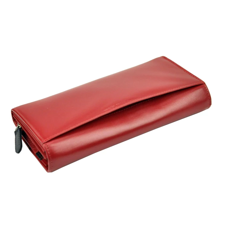 EL FORREST Valódi bőr Pénztárca piros színben sok kártyatartóval RFID védelemmel