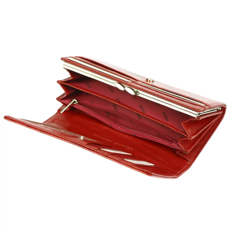  Valódi bőr Pénztárca piros színben RFID védelemmel