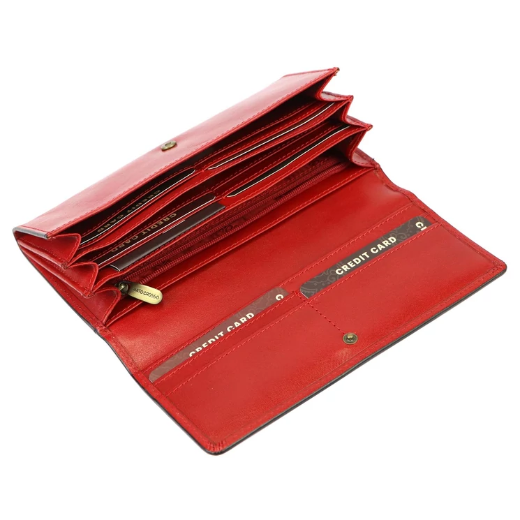  Valódi bőr Piros Pénztárca RFID védelemmel