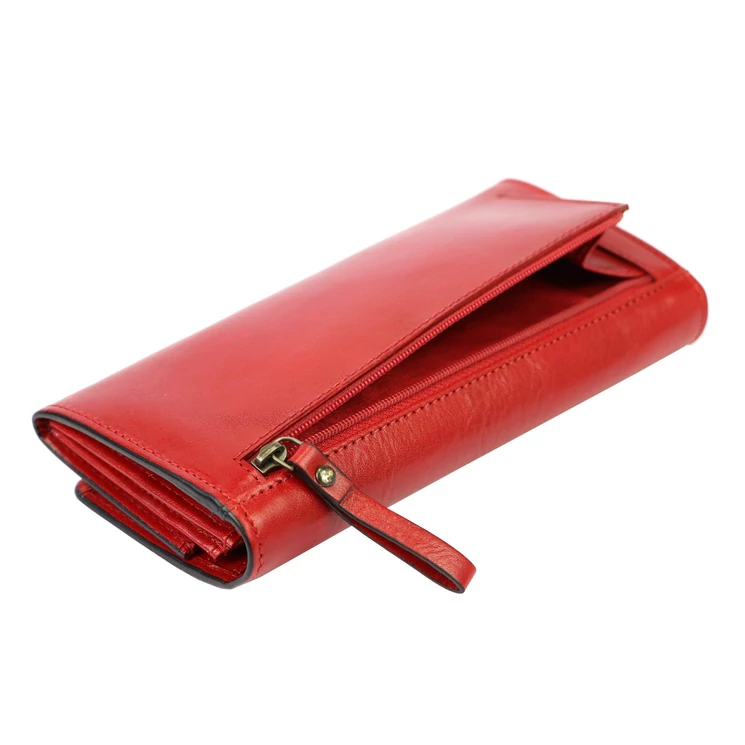  Valódi bőr Piros Pénztárca RFID védelemmel