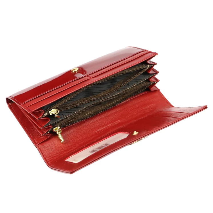 Piros Valódi bőr Pénztárca RFID védelemmel