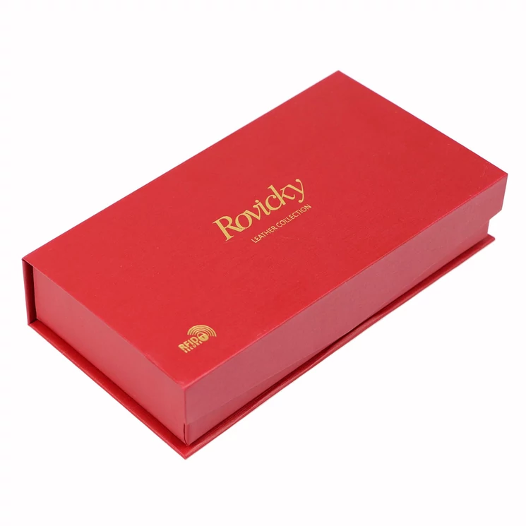 Piros Valódi bőr Pénztárca RFID védelemmel