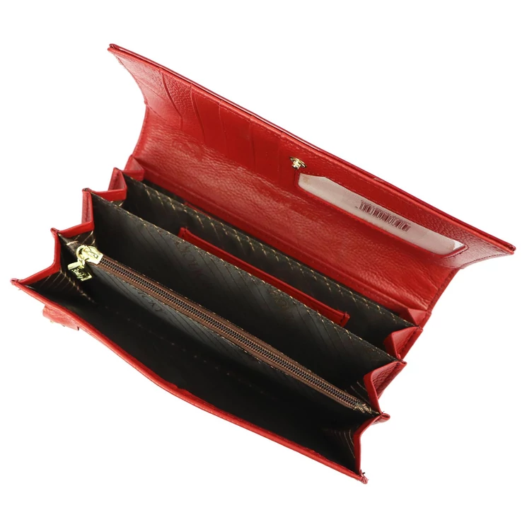 Piros Valódi bőr Pénztárca RFID védelemmel