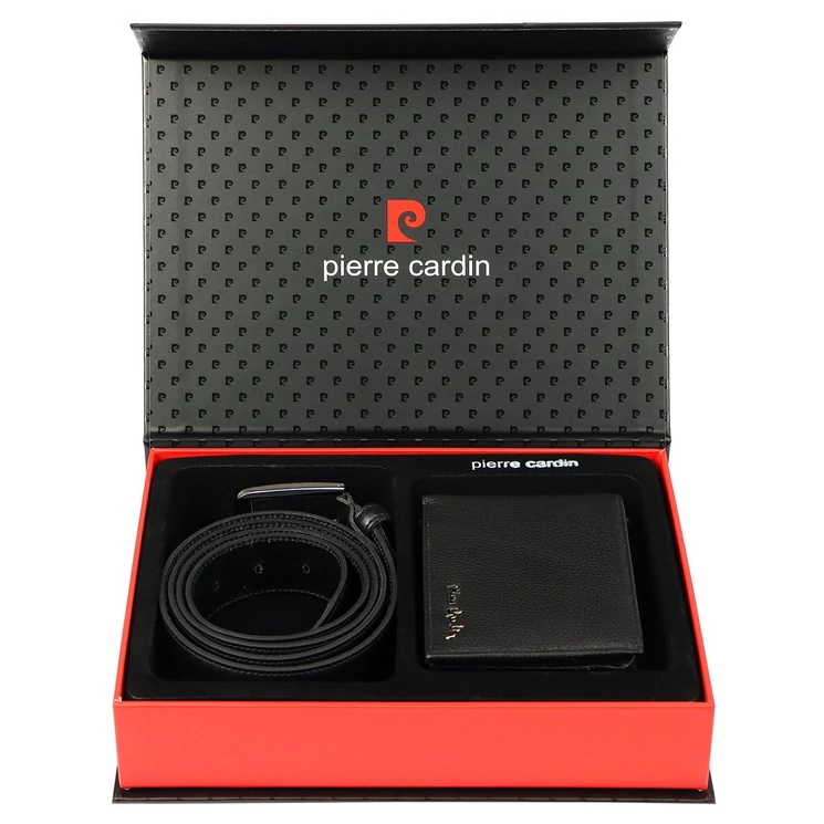 Pierre Cardin Valódi bőr Férfi pénztárca és öv Ajándékcsomag