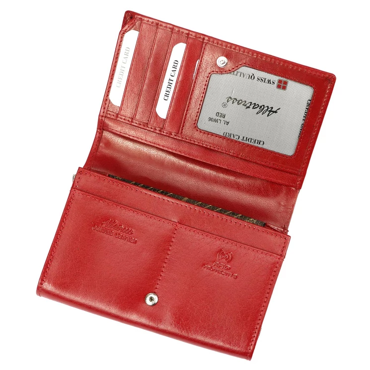 Piros színű Valódi bőr Pénztárca