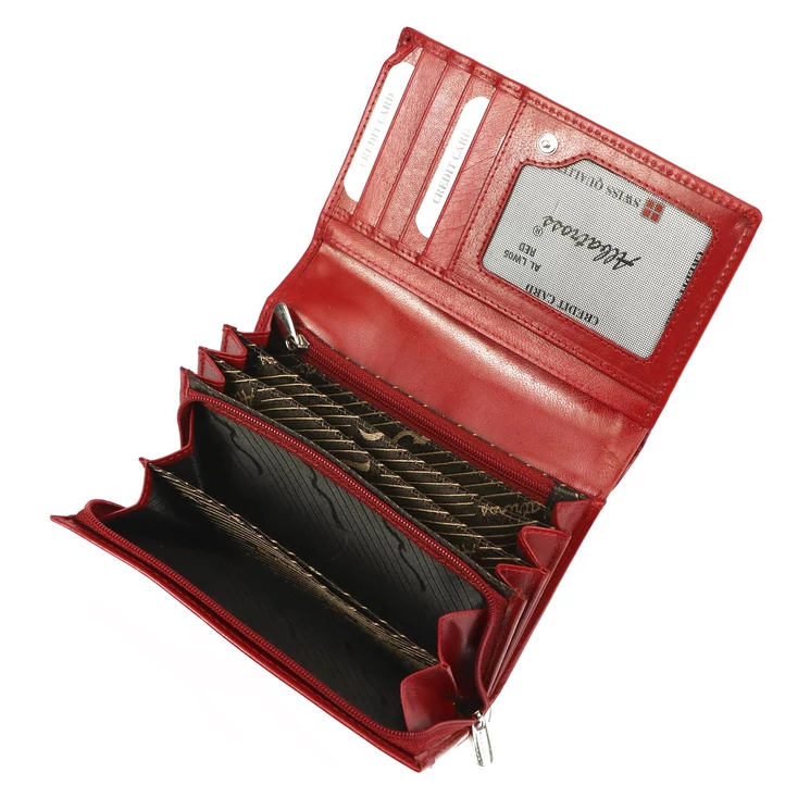 Piros színű Valódi bőr Pénztárca