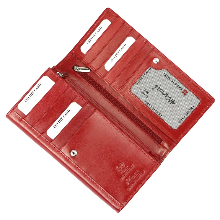 Piros színű Valódi bőr Pénztárca