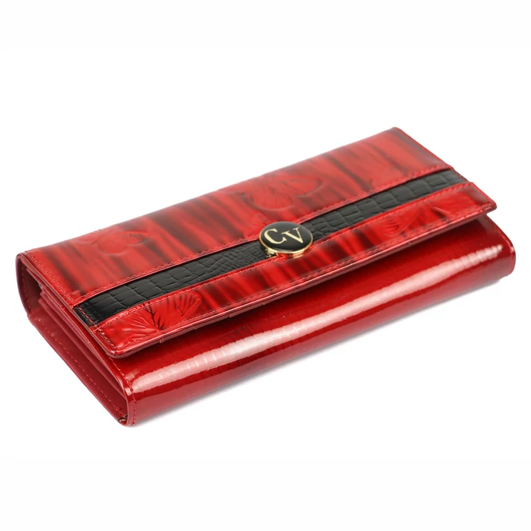 Cavaldi Valódi bőr piros pillangós lakk pénztárca