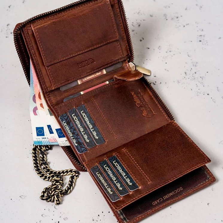 Peterson Valódi bőr motoros Pénztárca