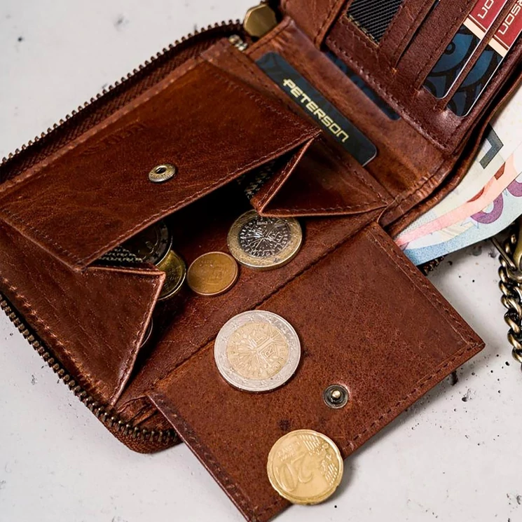 Peterson Valódi bőr motoros Pénztárca