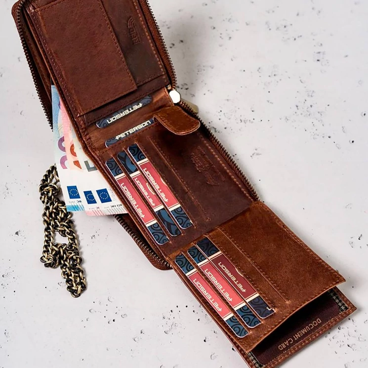 Peterson Valódi bőr motoros Pénztárca