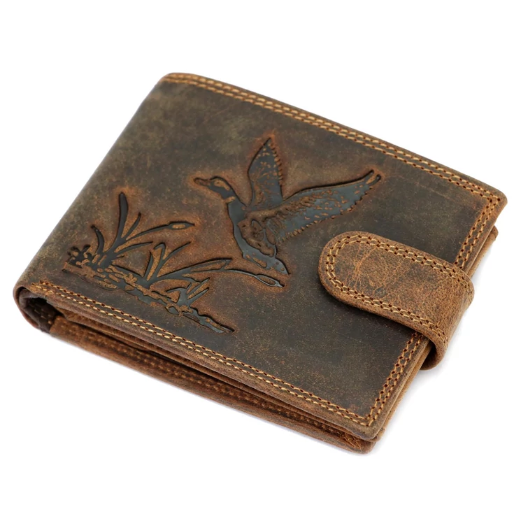 Wild Valódi bőr vadász Pénztárca vadkacsa mintával