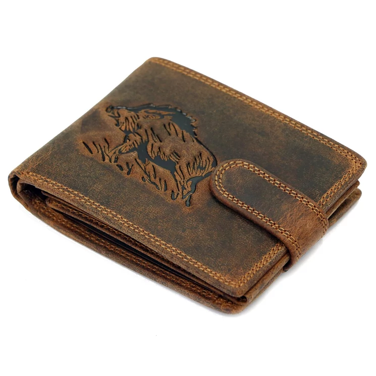 Wild Valódi bőr vadász Pénztárca vaddisznó mintával