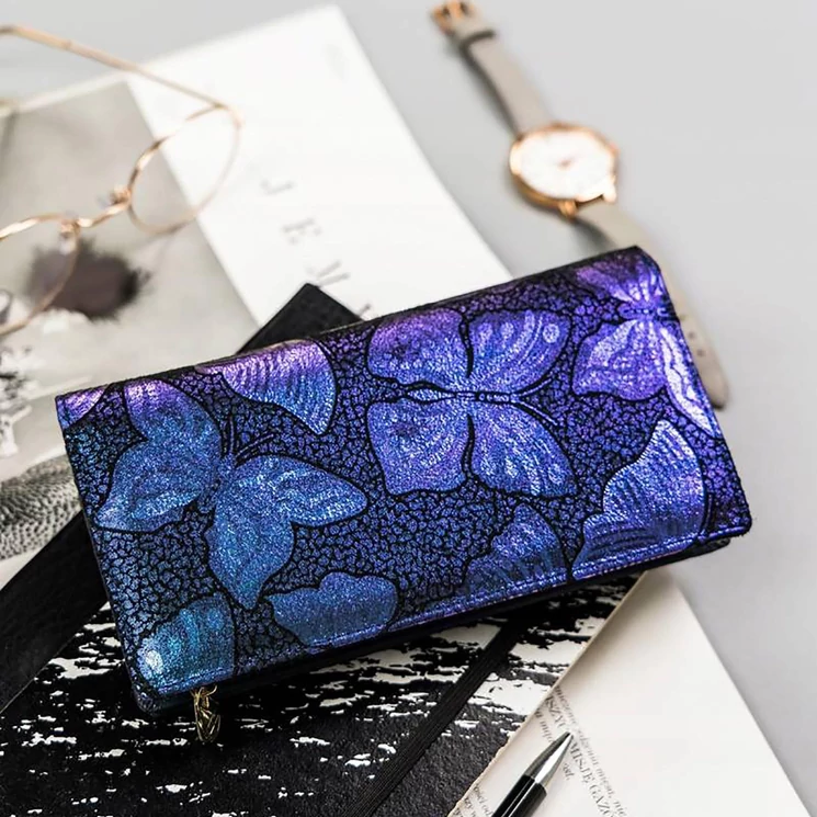 Pillangós  Valódi bőr Pénztárca piros színben