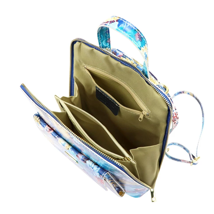 MiaMore Valódi bőr virágos Hátizsák