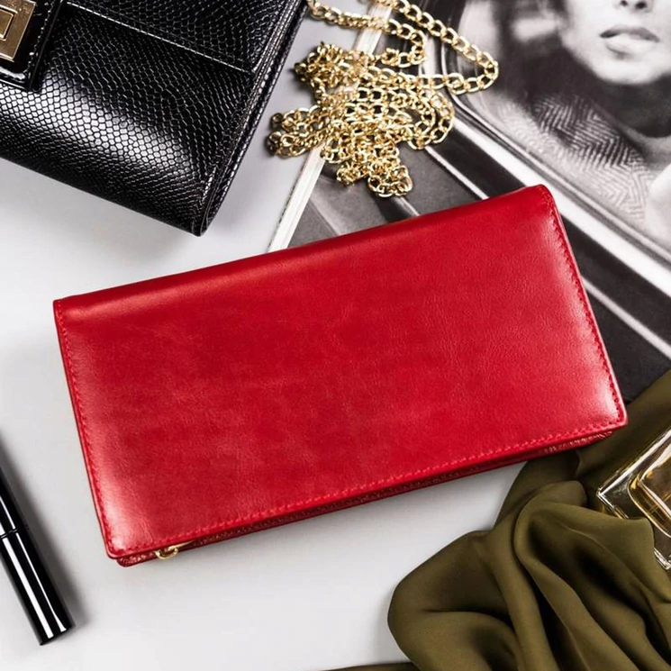 Piros színű Valódi bőr Pénztárca