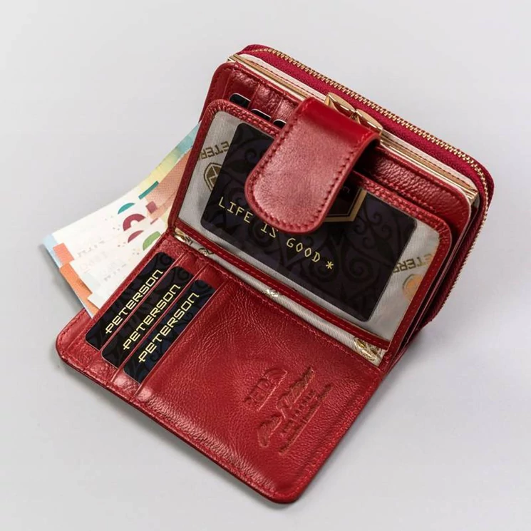  Valódi bőr Pénztárca piros színben