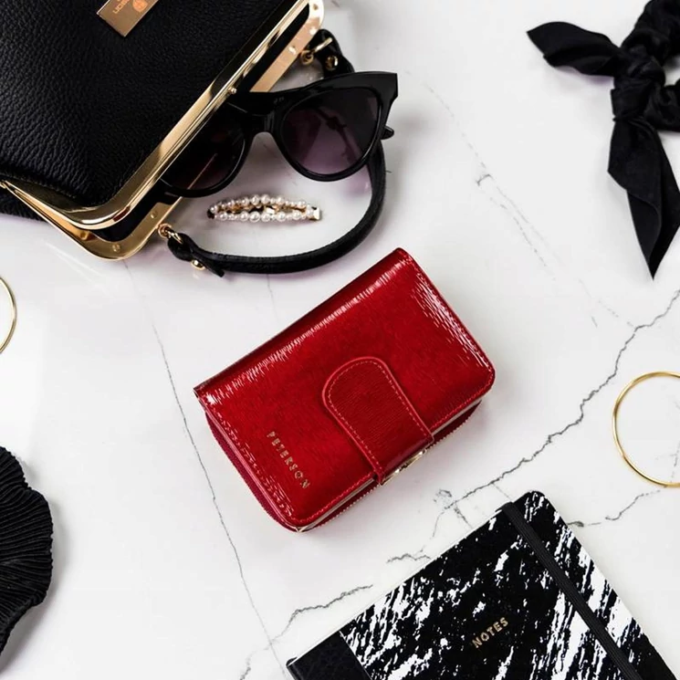  Valódi bőr Pénztárca piros színben