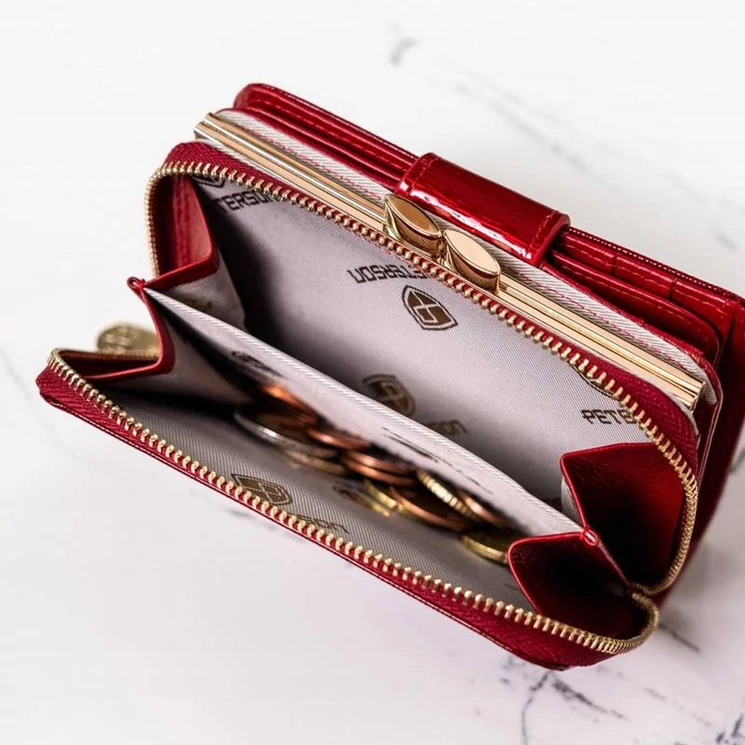  Valódi bőr Pénztárca piros színben