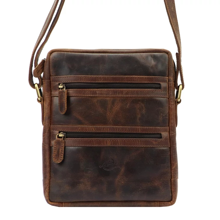 Andreas többzsebes Valódi bőr Férfi válltáska