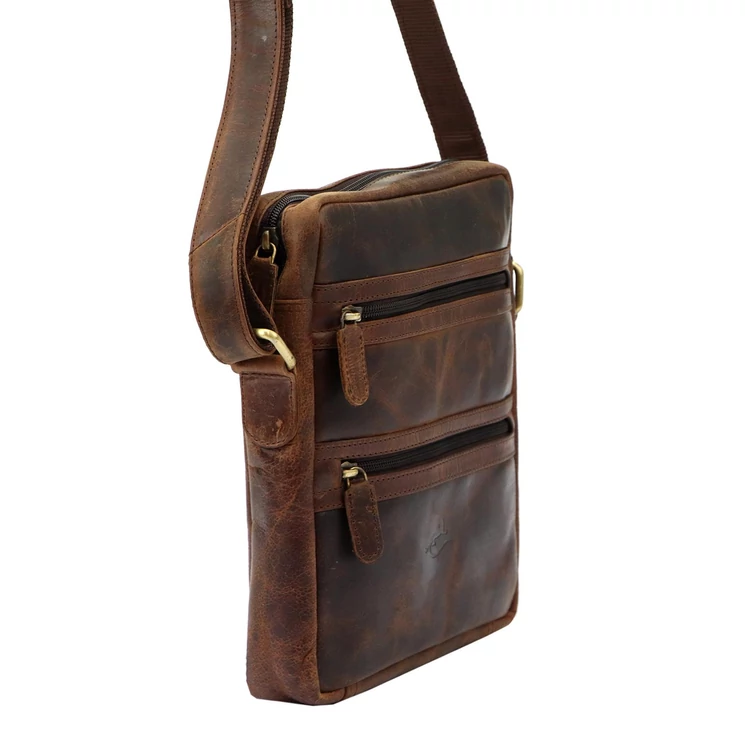 Andreas többzsebes Valódi bőr Férfi válltáska