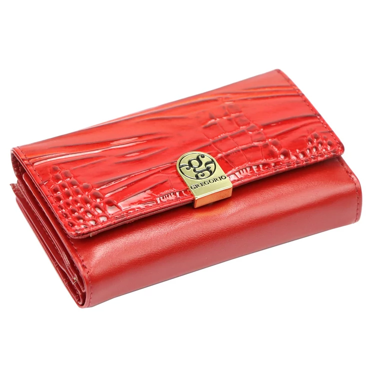 Különleges Piros lakk valódi bőr női Pénztárca