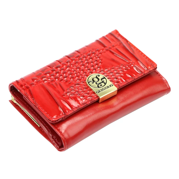 Kisméretű piros bőr női pénztárca