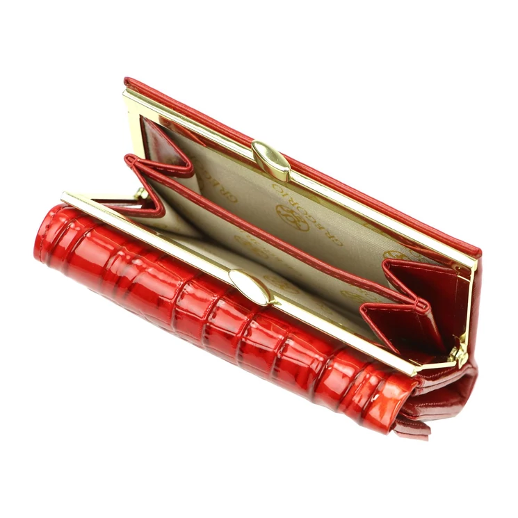 Kisméretű piros bőr női pénztárca