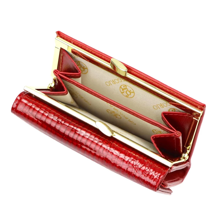 Kisméretű piros női bőr pénztárca