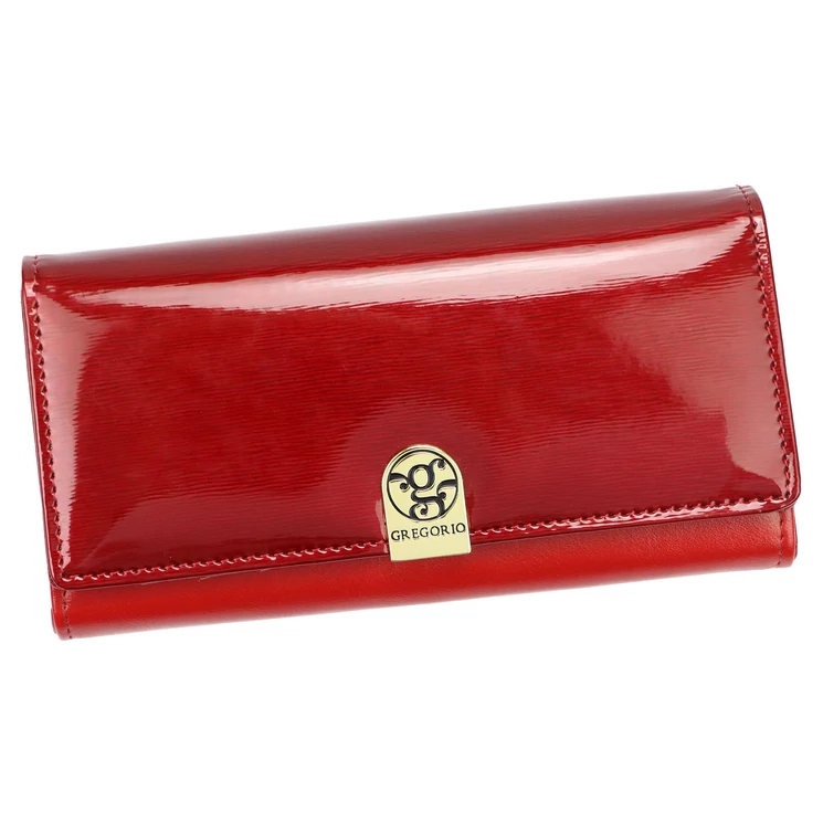 Piros lakk valódi bőr női Pénztárca