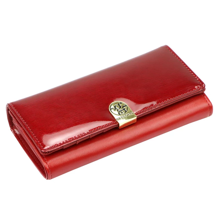 Piros lakk valódi bőr női Pénztárca