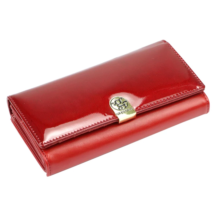 Piros lakk valódi bőr női Pénztárca