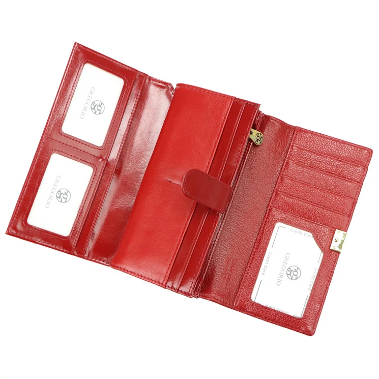 Piros lakk valódi bőr női Pénztárca