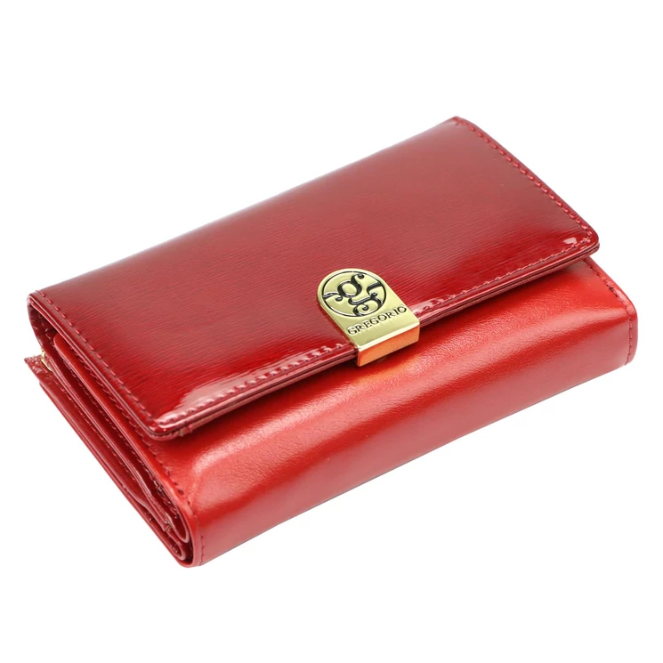 Piros lakk valódi bőr női Pénztárca