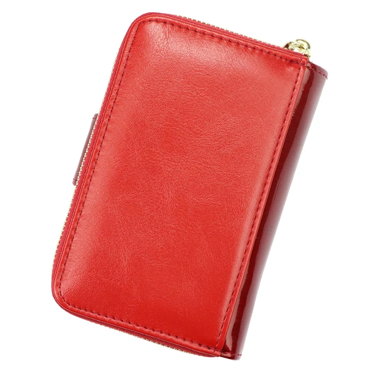 Piros lakk valódi bőr női Pénztárca