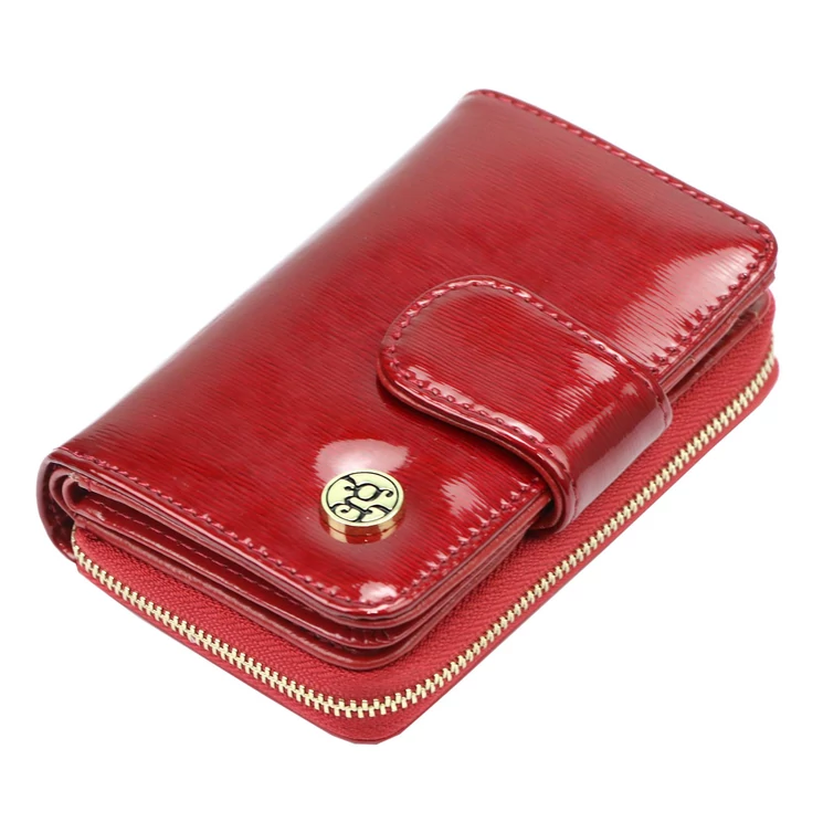 Piros lakk valódi bőr női Pénztárca
