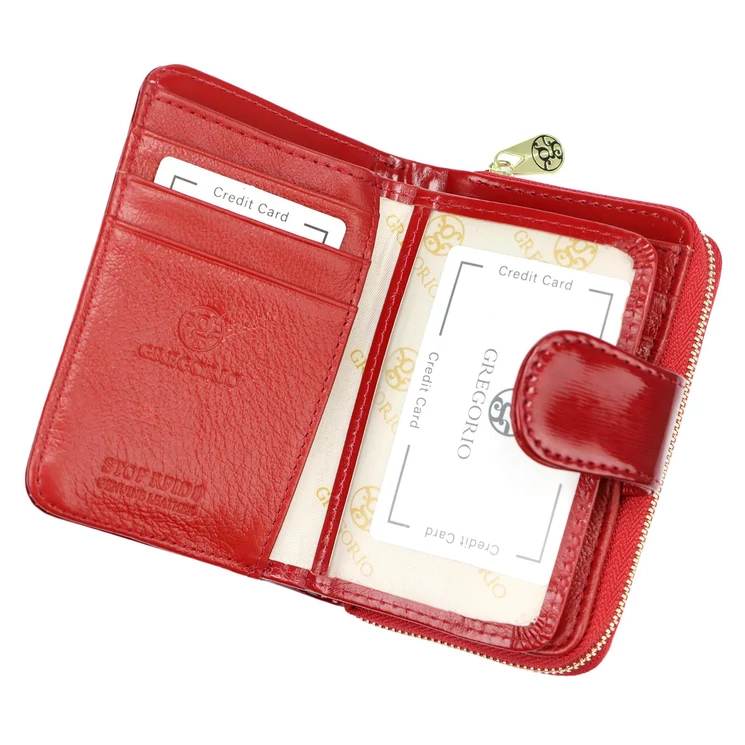 Piros lakk valódi bőr női Pénztárca