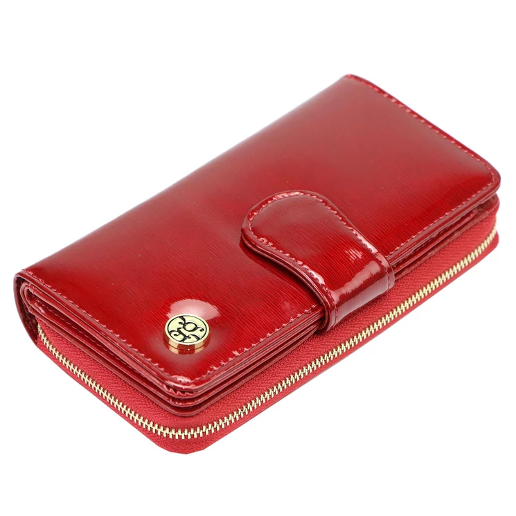 Piros lakk valódi bőr női Pénztárca