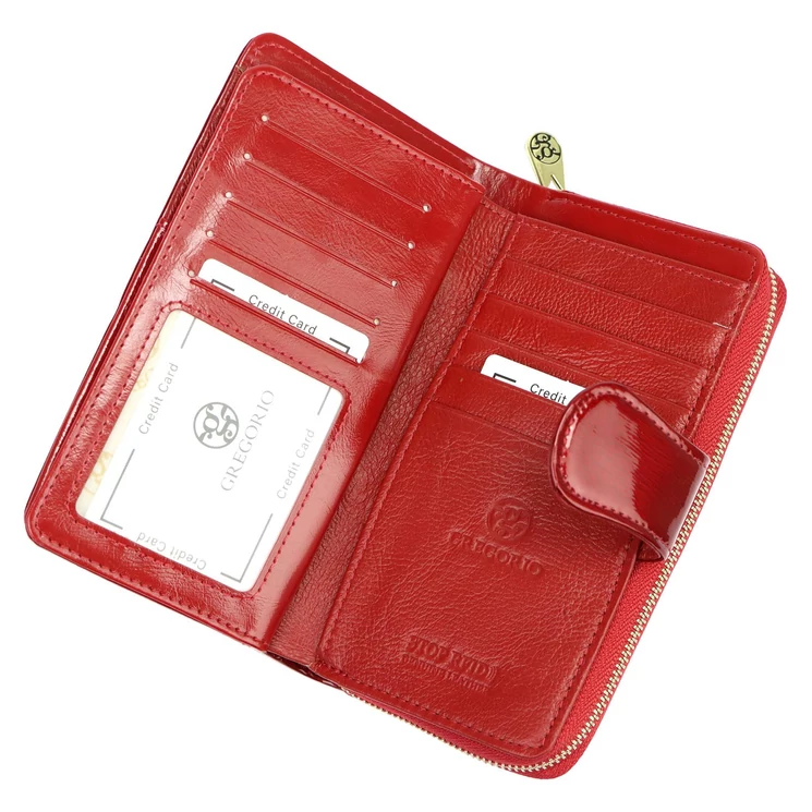 Piros lakk valódi bőr női Pénztárca