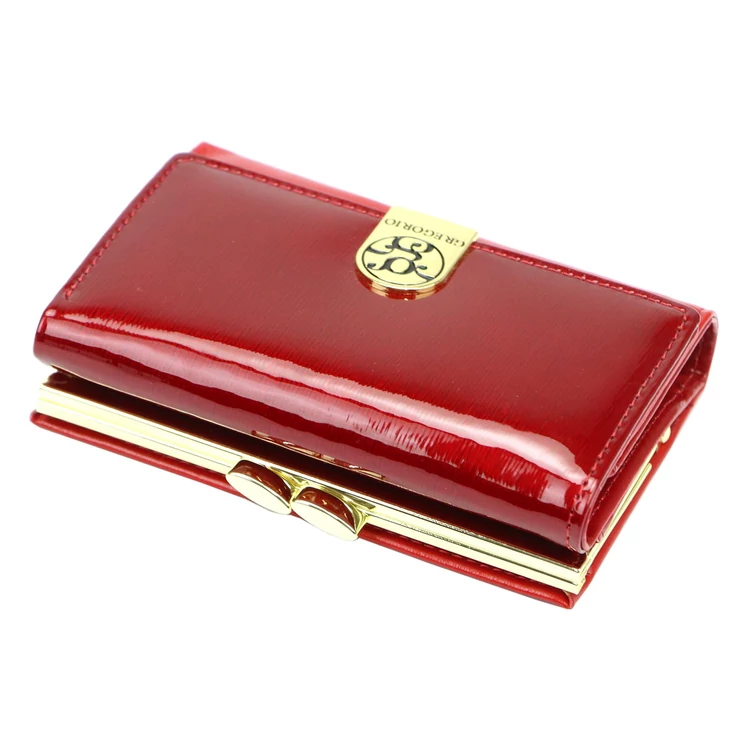 Piros lakk valódi bőr női Pénztárca
