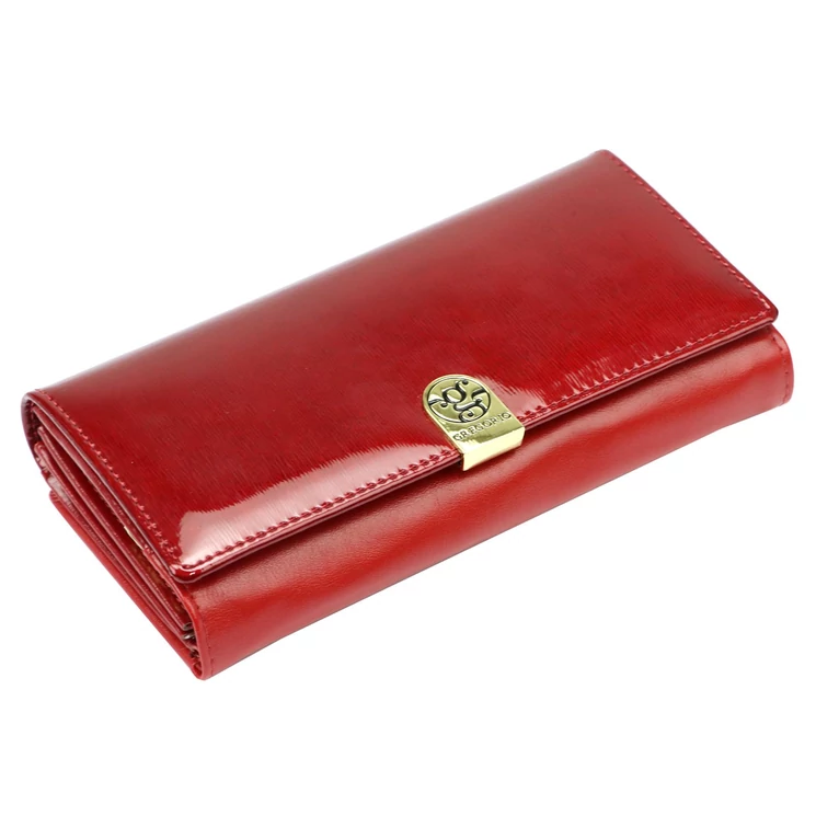 Piros lakk valódi bőr női Pénztárca