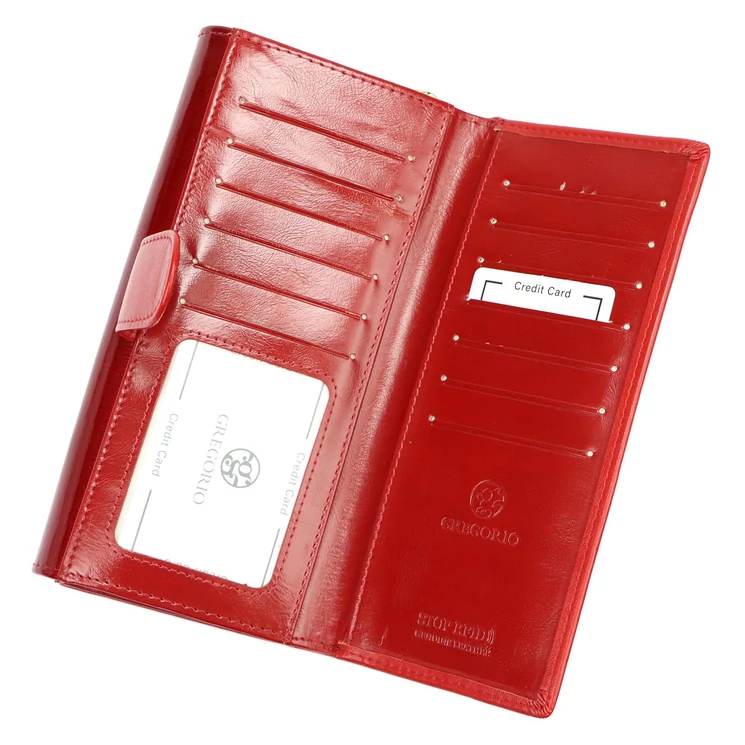 Piros lakk valódi bőr női Pénztárca