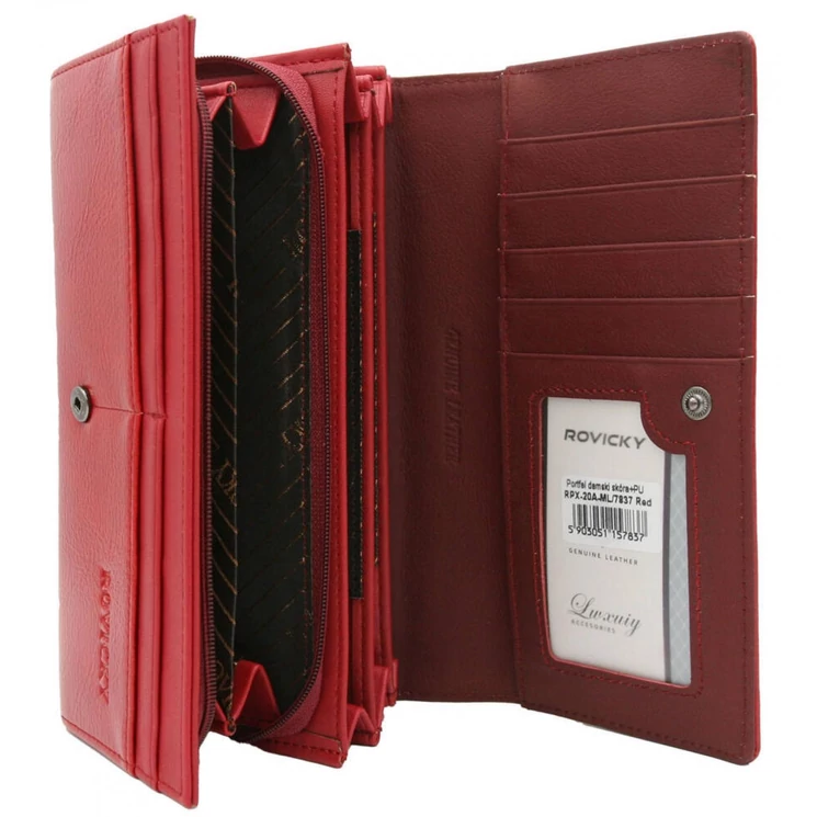 Rovicky Valódi bőr női pénztárca piros színben