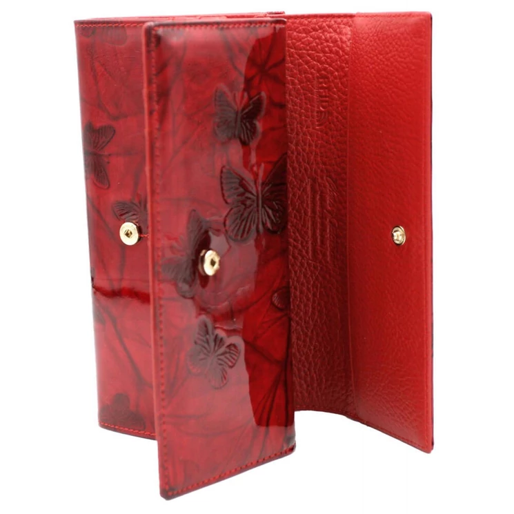 Különleges  Valódi bőr Pénztárca piros színben sok kártyatartóval