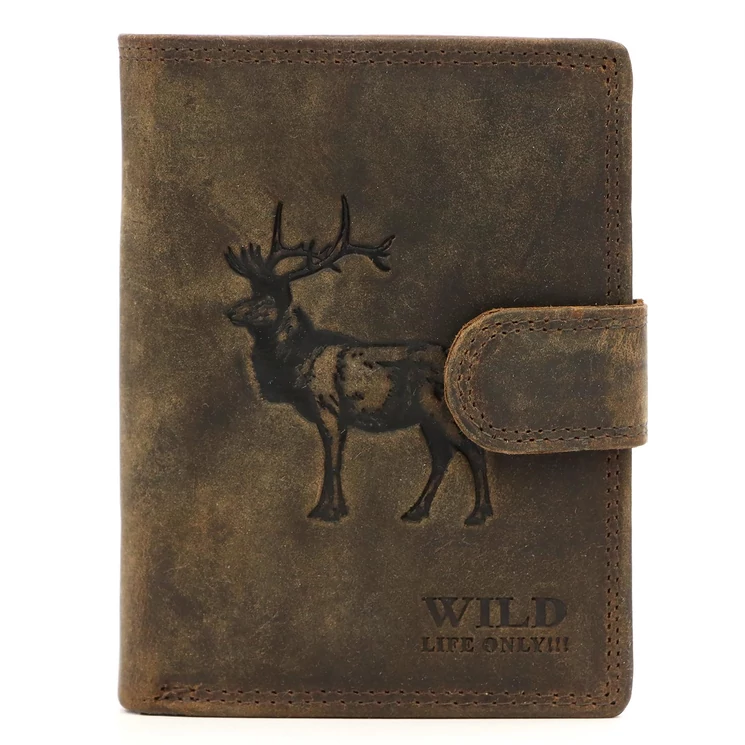 Wild Valódi bőr vadász Pénztárca szarvas mintával